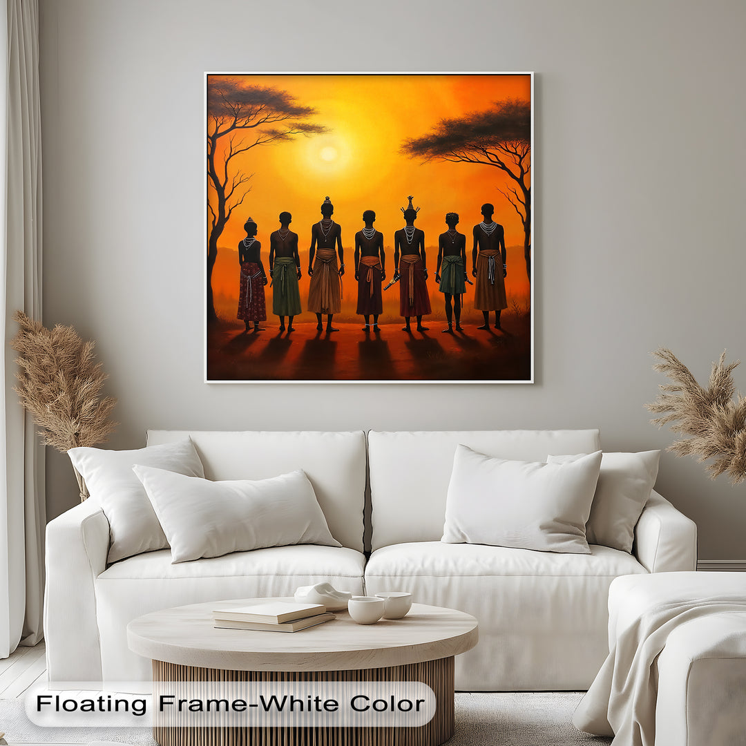 African Tribe at Sunset – Traditional Tribal Canvas Wall Art | Artwork Canvas