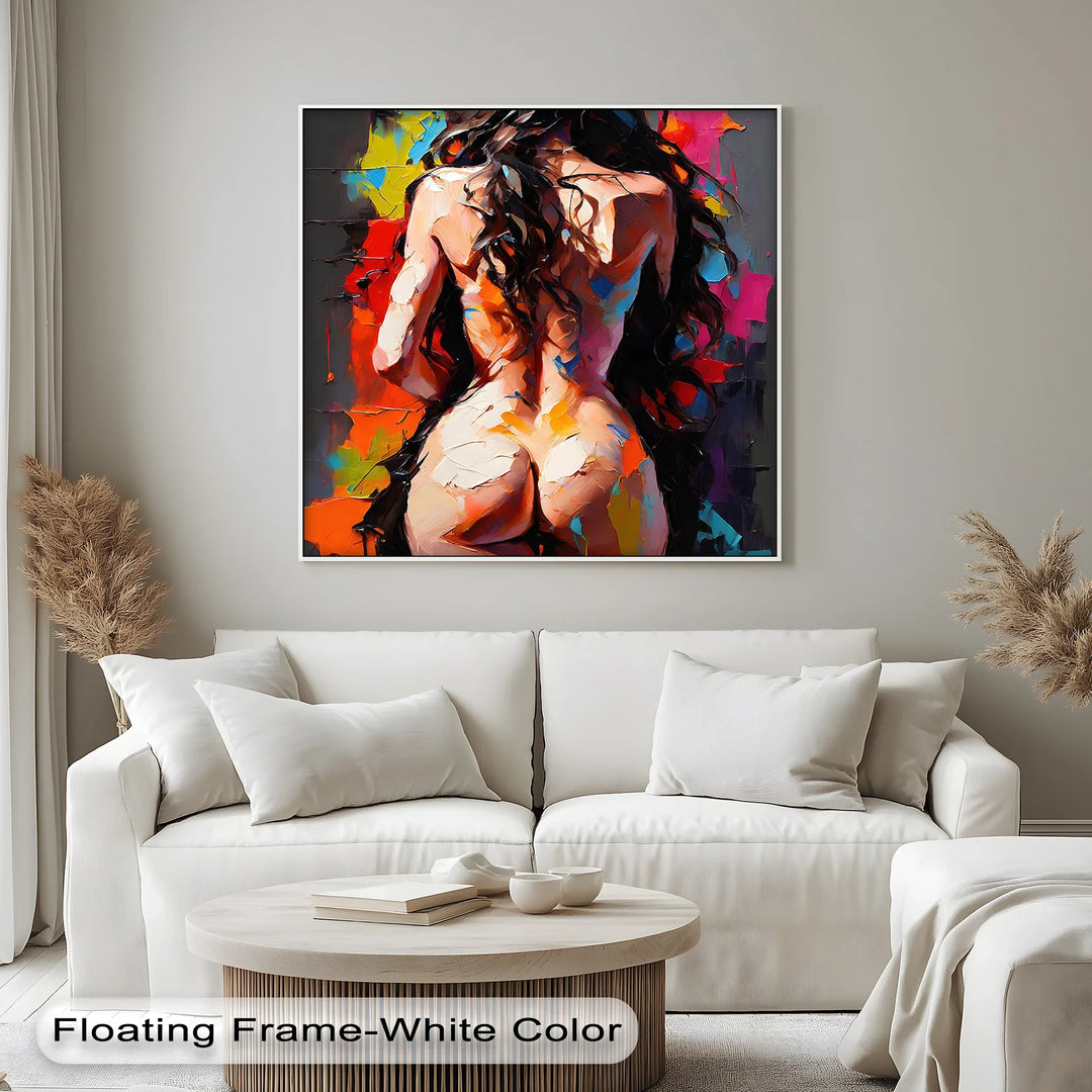 Velvet Radiance – Rear Nude with Flowing Hair Erotic Canvas Print - MyPhotoStation