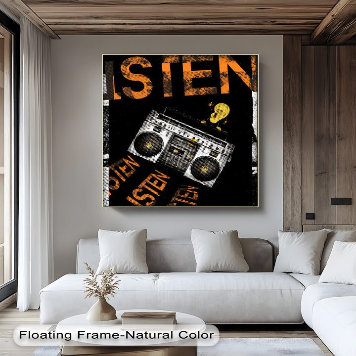 Listen Up – Retro Boombox Urban Art Canvas Print