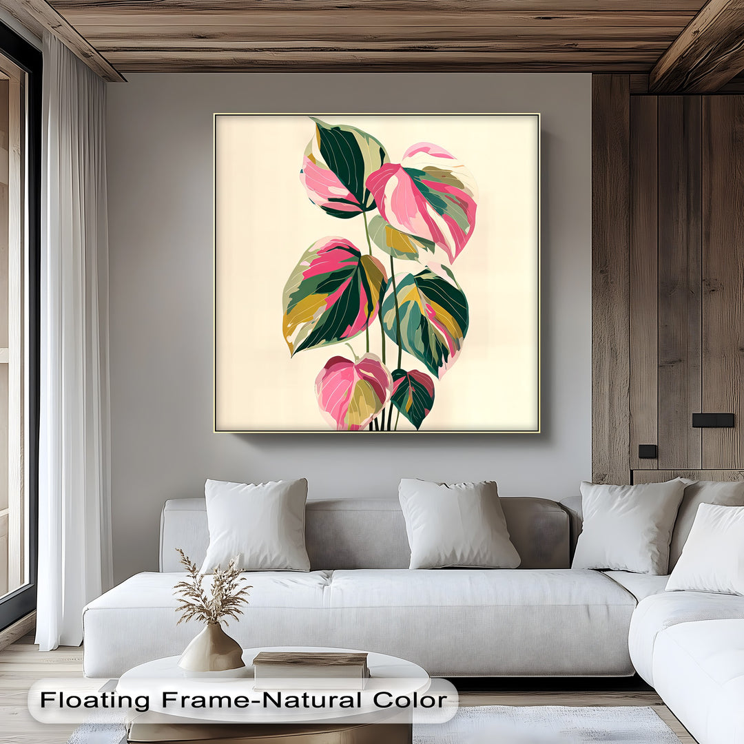 Pink and Green Leaves - Canvas Wall Art | Oversized Wall Art