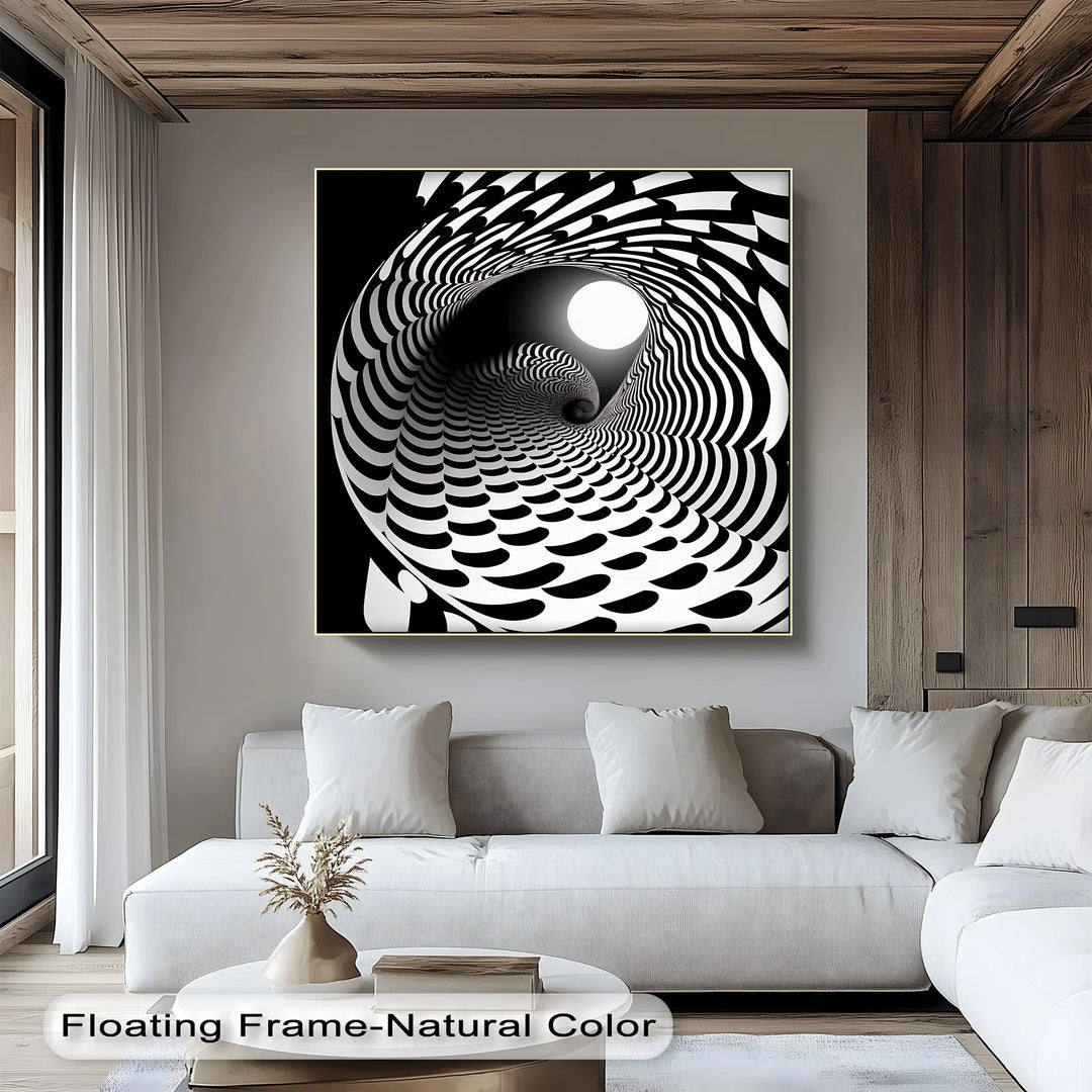 Hypnotic Spiral Tunnel – Black & White Canvas Print - MyPhotoStation