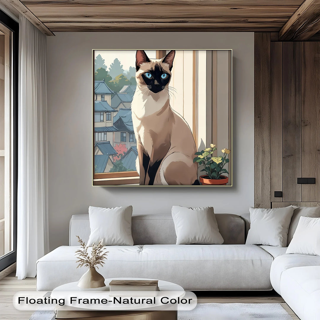 Siamese Cat in Japanese-Inspired Setting - Cat Canvas Print - MyPhotoStation