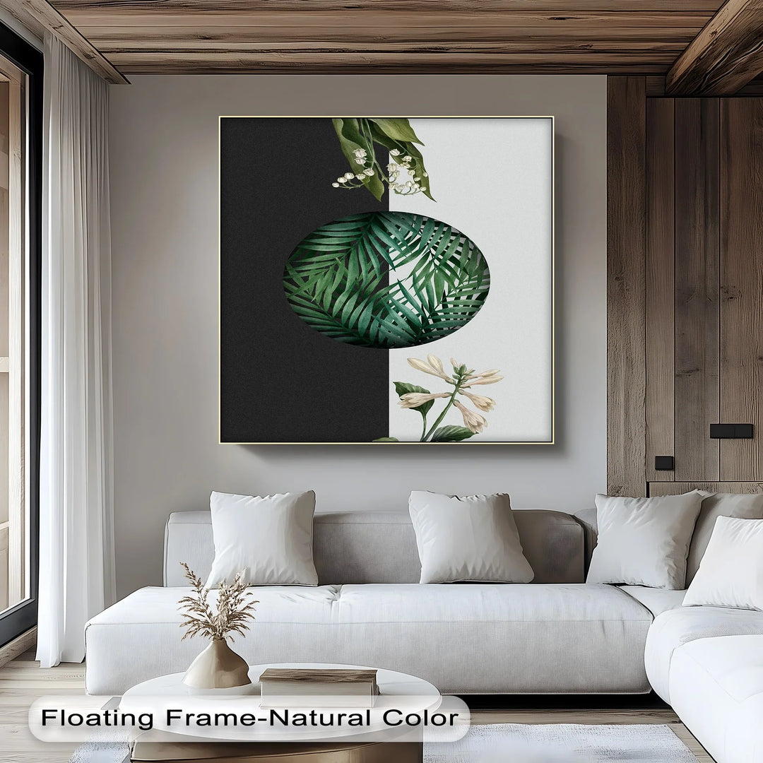 Botanical Balance – Monochrome Floral Contrast Canvas Print - MyPhotoStation