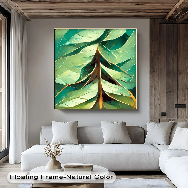 Radiant Leaf Veins – Stylized Botanical Geometry Canvas Print - MyPhotoStation