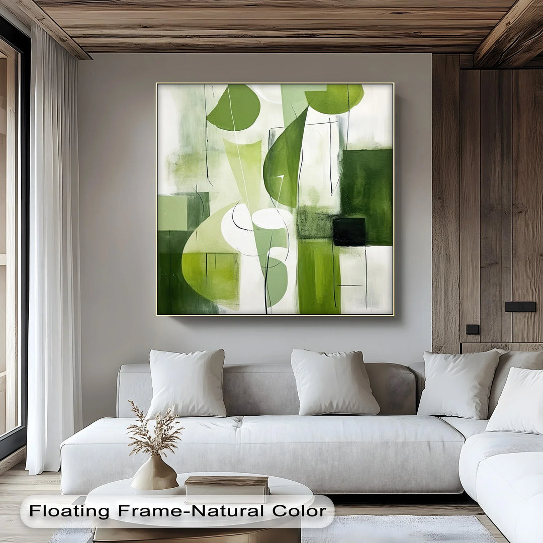 Verdant Geometry – Abstract Leaf-Inspired Canvas Print - MyPhotoStation