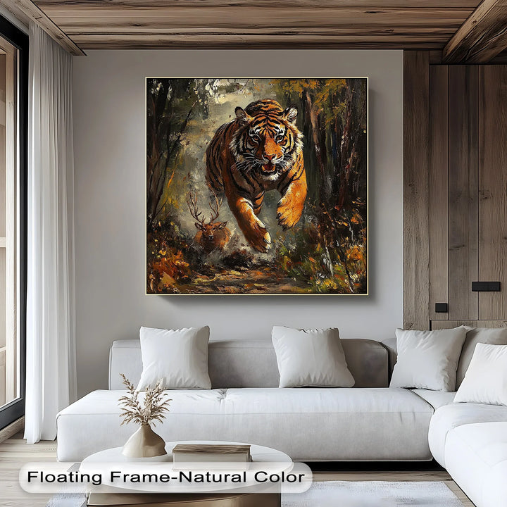 Predator's Pursuit – Wild Tiger Chase Animal Canvas Print - MyPhotoStation