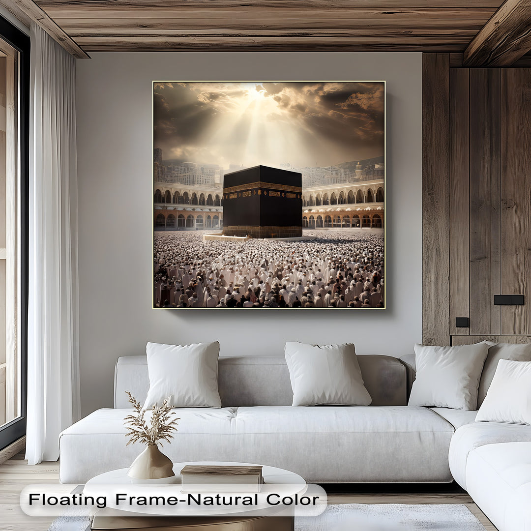 Divine Light over the Kaaba – Islamic Canvas Print