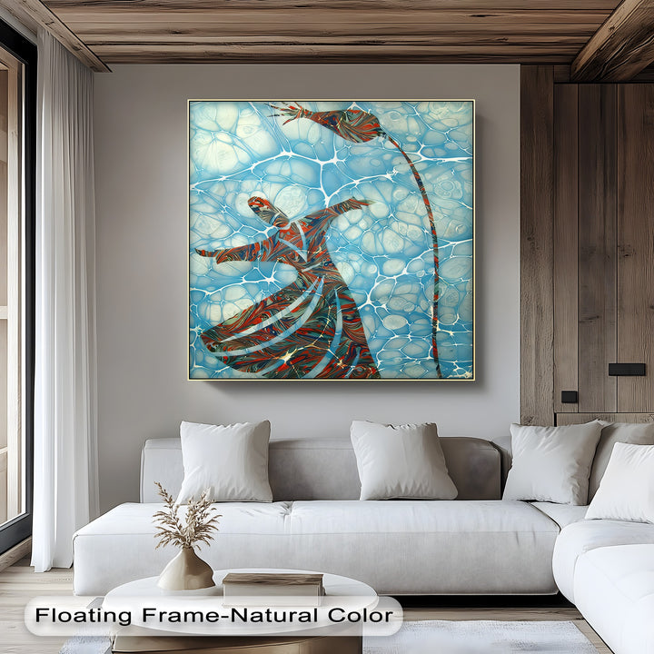 Dance of Devotion – Whirling Dervish Ebru Art Canvas Print