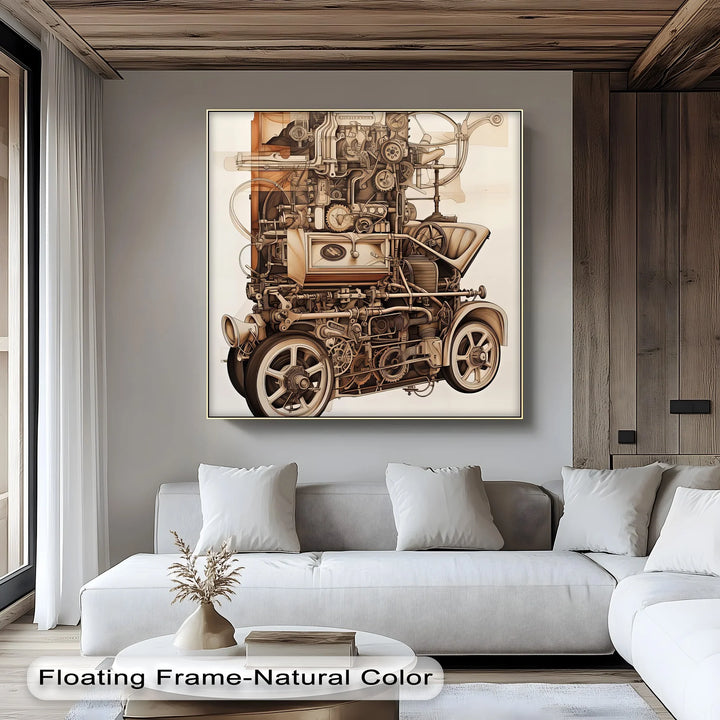 Industrial Blueprint Engine Study – Car Canvas Print - MyPhotoStation