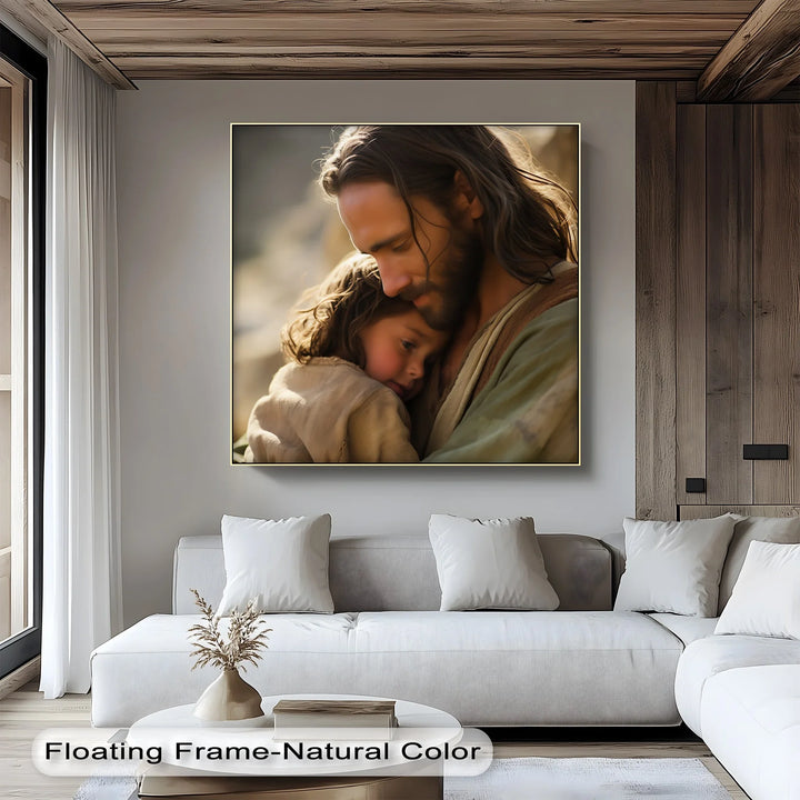 Sacred Shelter – Jesus Embracing a Child Canvas Print - MyPhotoStation