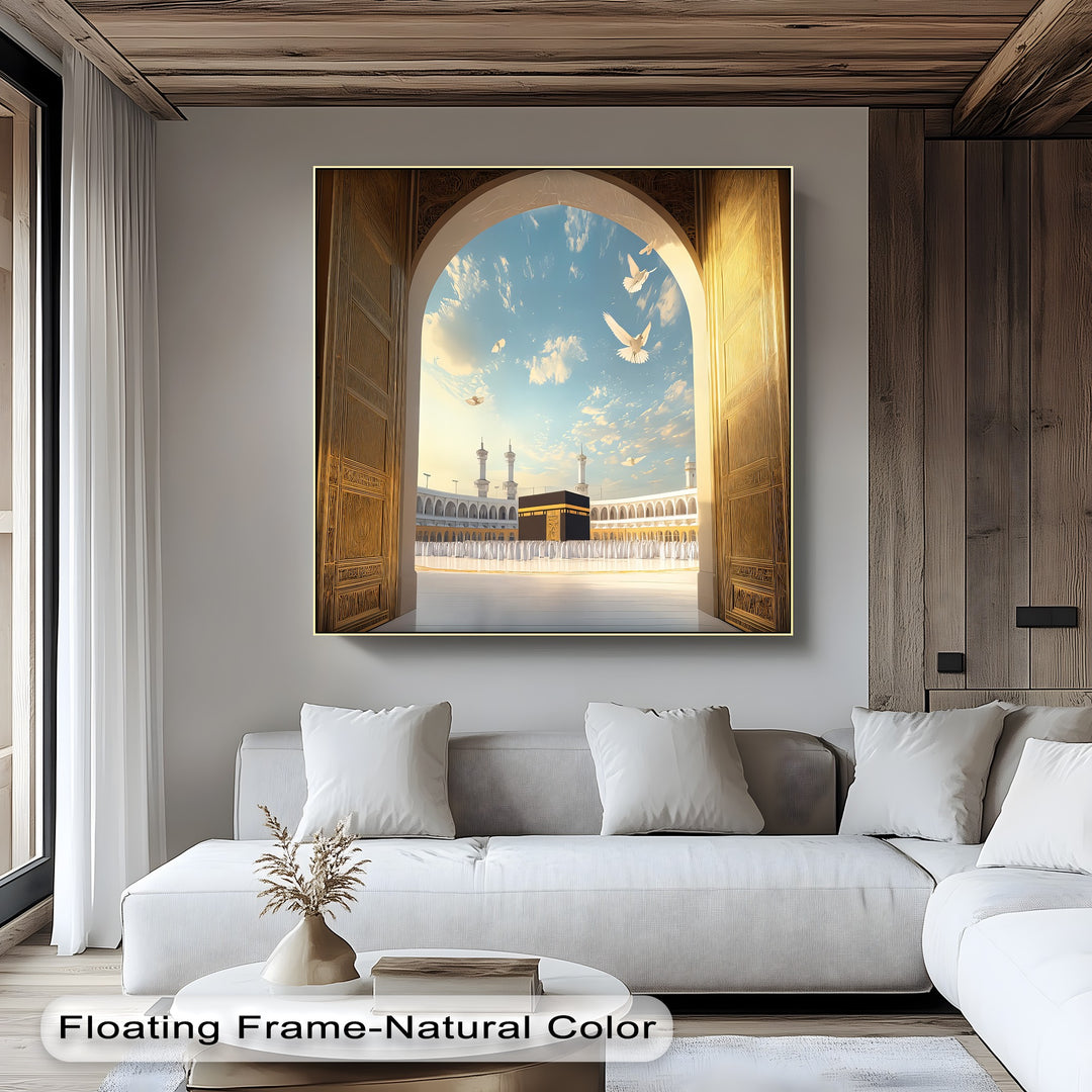 Path to the Sacred – Kaaba Through Golden Archway Canvas Print