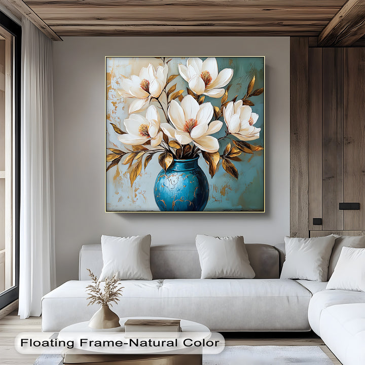 Ivory Magnolia Elegance – White Floral Canvas Print