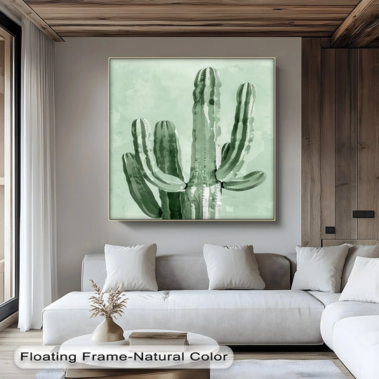 Modern Cactus Silhouette – Minimalist Desert Canvas Print - MyPhotoStation