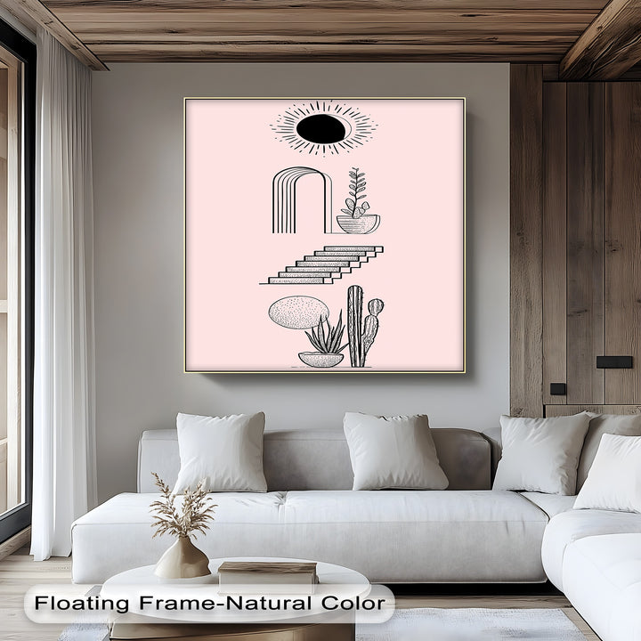 Desert Geometry – Minimalist Boho Cactus Canvas Print