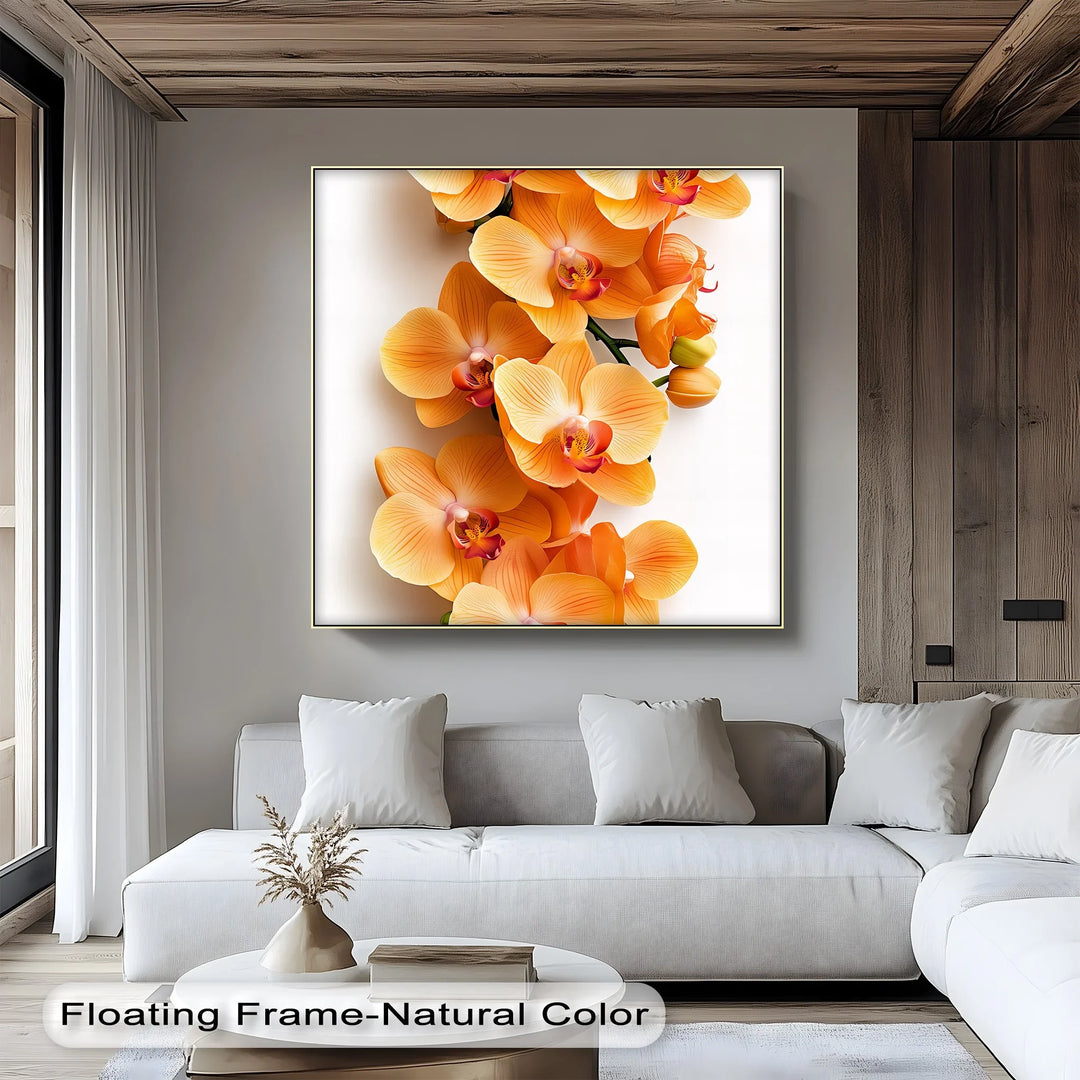 Golden Orchid Radiance – Orange Phalaenopsis Floral Canvas Print - MyPhotoStation