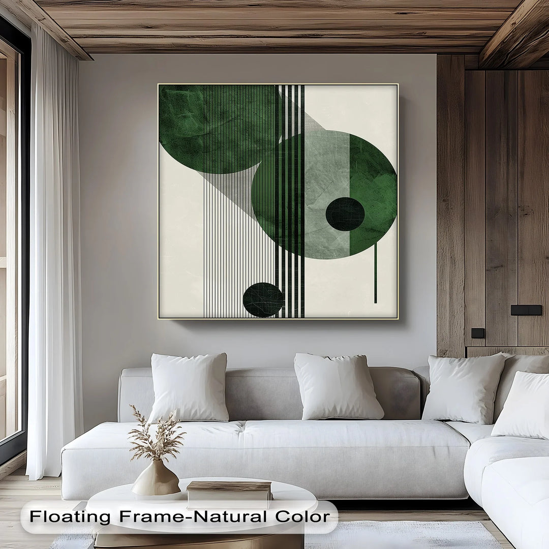 Modern Green Orbital Geometry – Abstract Minimalist Canvas Print - MyPhotoStation