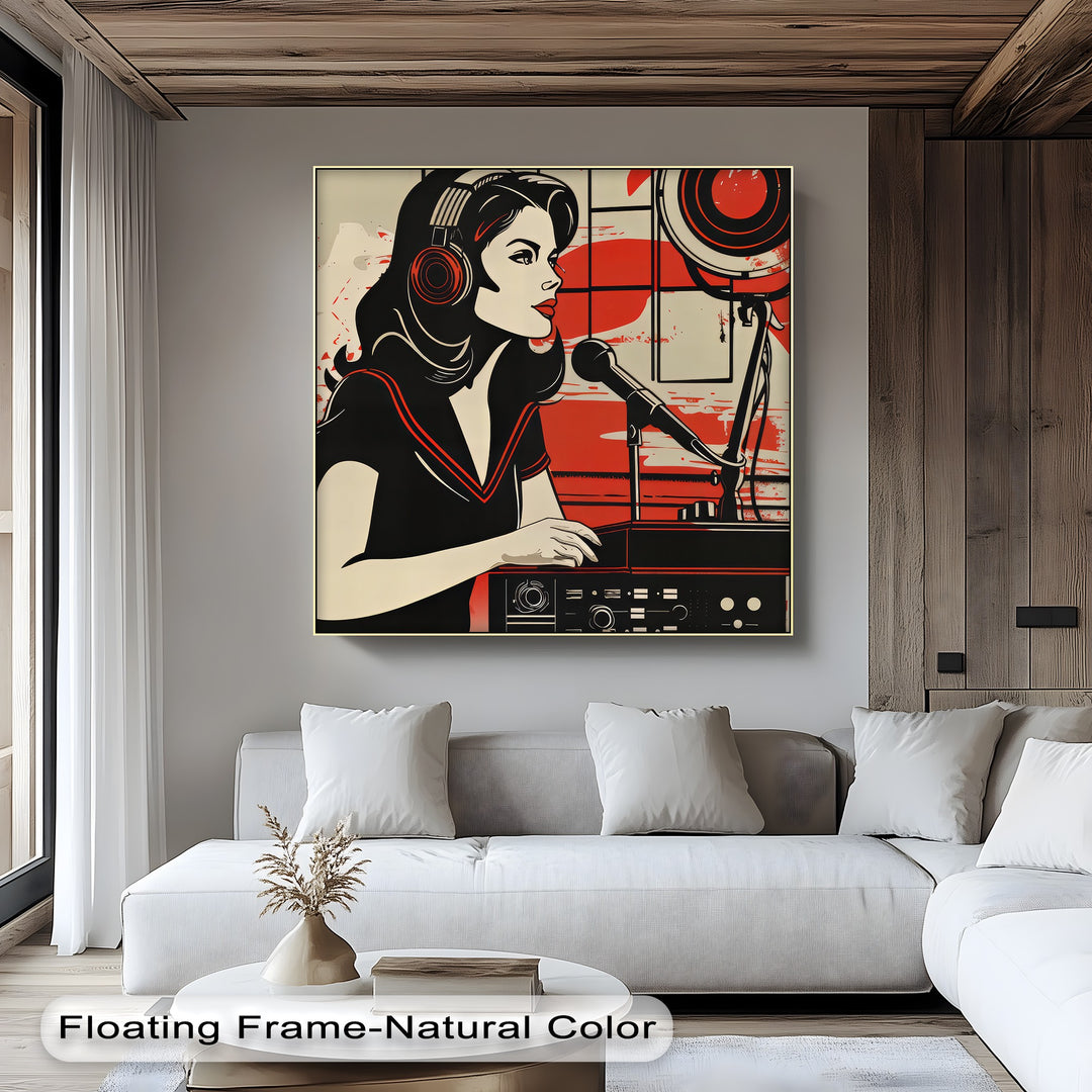 Radio Rebel – Retro Female DJ Illustration Canvas Print