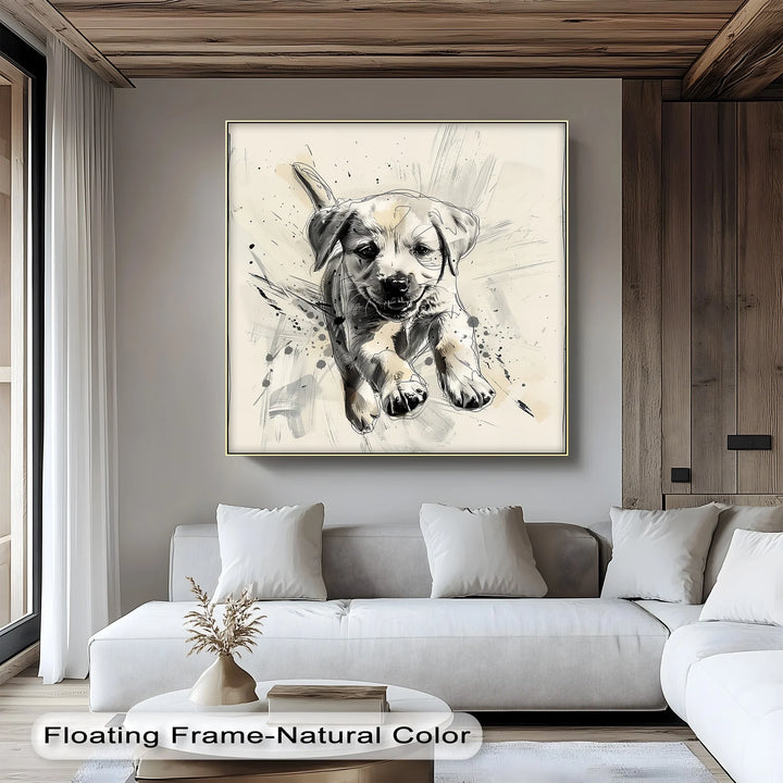 Leap of Joy – Sketch Style Playful Puppy Art Puppies Canvas Print - MyPhotoStation