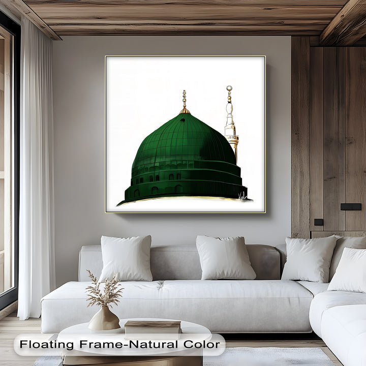 Minimalist Green Dome of Medina – Islamic Wall Art