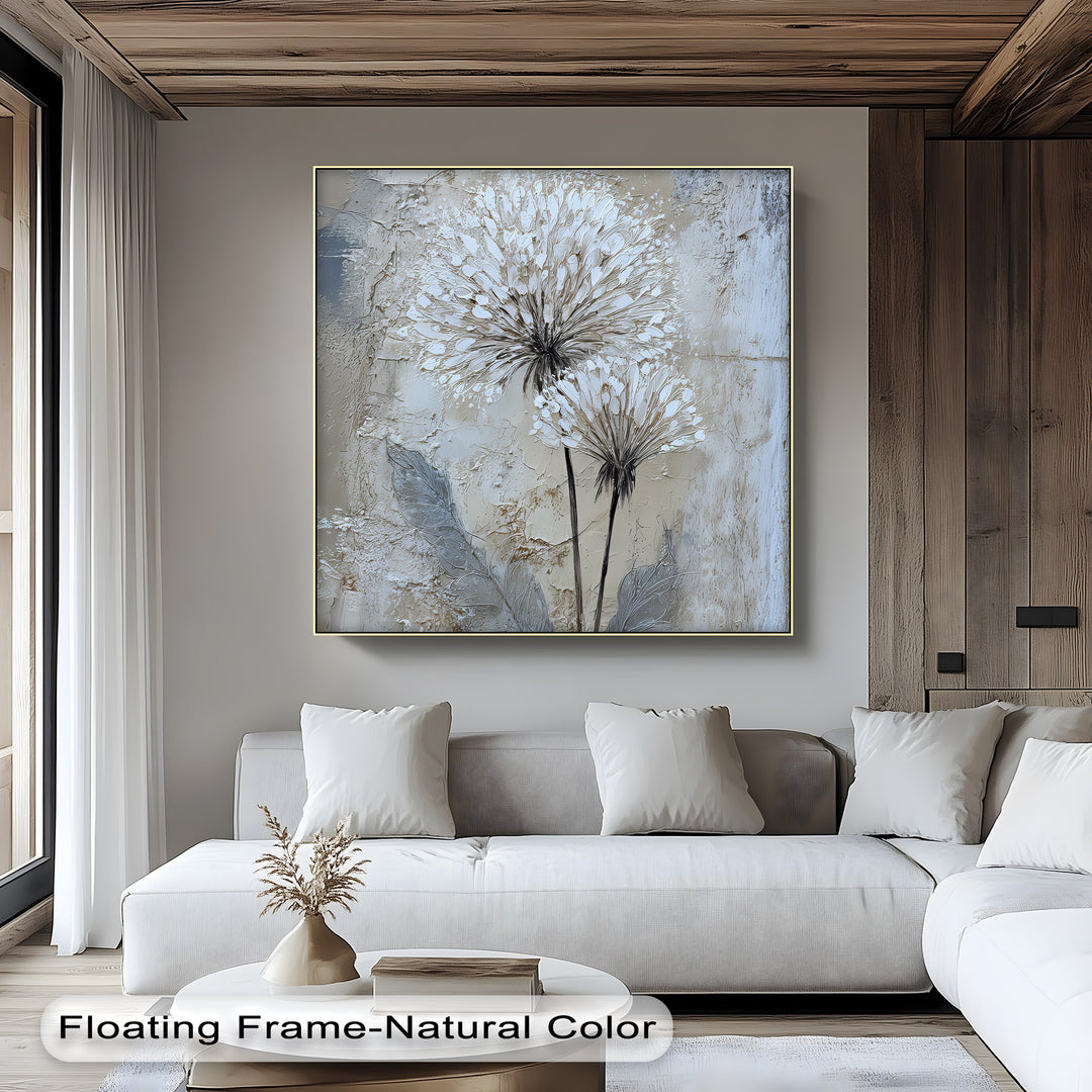Ethereal Twins – Textured Dandelion Floral Canvas Print