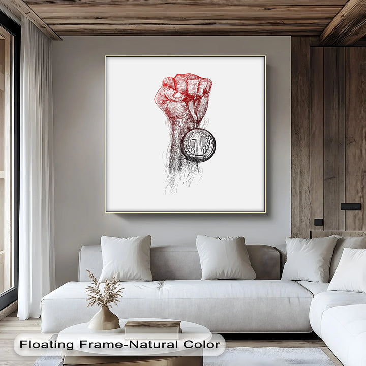 Victory Hand Sketch – Medal of Triumph Inspiraltional Canvas Print