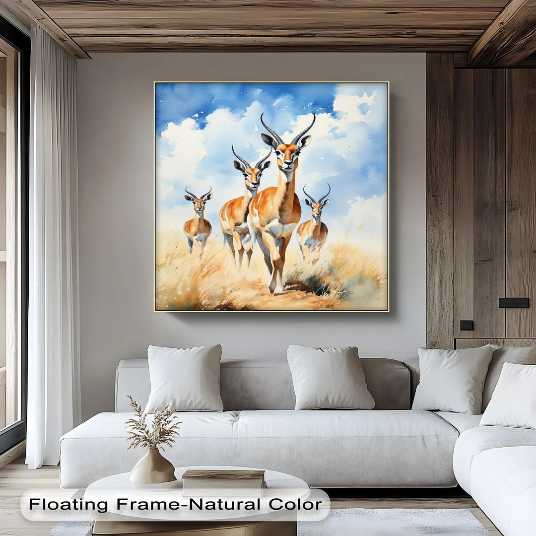 Desert Grace – Antelope Herd in Motion Animal Canvas Print - MyPhotoStation