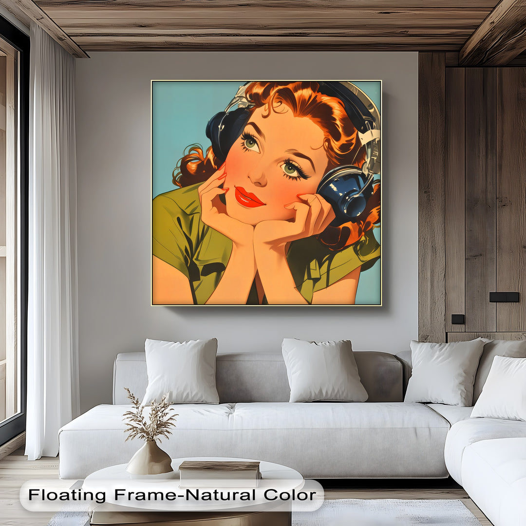 Daydream Frequencies – Retro Girl with Headphones Canvas Print