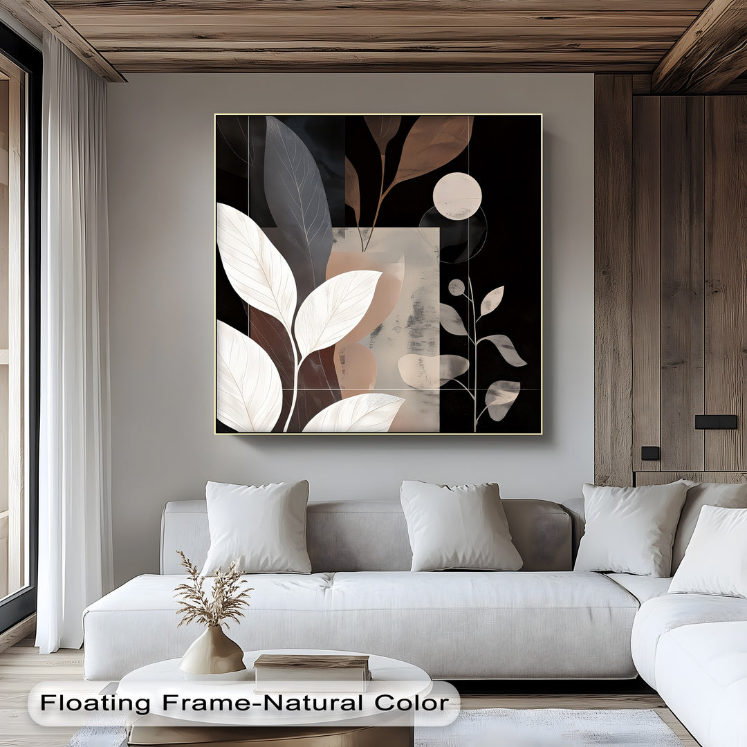 Abstract Botanical Black & Bronze Canvas Wall Art | Framed Artwork