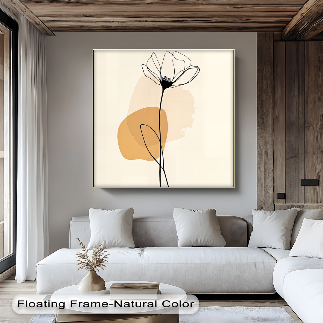 Golden Petal Outline – Minimalist Floral Canvas Wall Art | Artwork Canvas