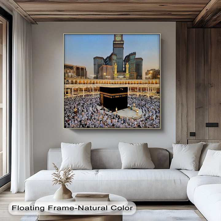 Kaaba at Sunset with Abraj Al-Bait Clock Tower – Islamic Wall Art