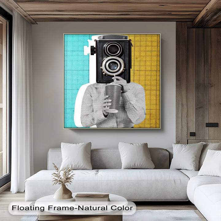 Focus Pop – Retro Camera Head Surrealist Canvas Print