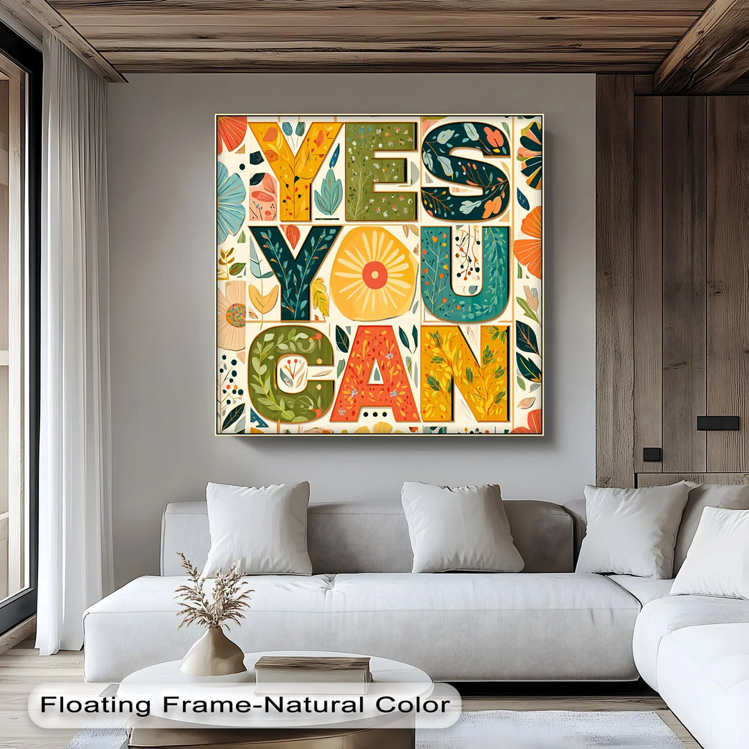 Uplifting flower-themed quote canvas for modern interiors

