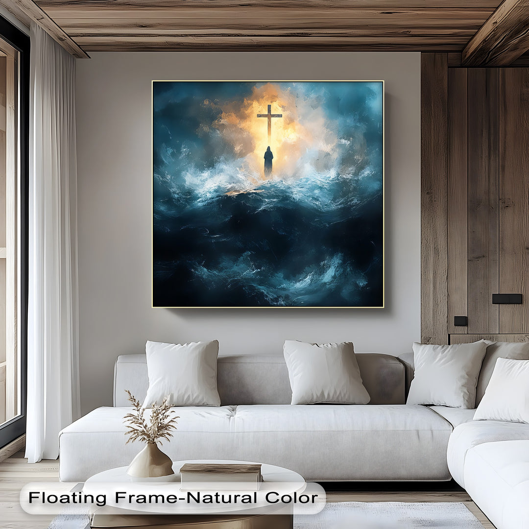 Faith in the Storm – Christian Cross Religious Wall Art