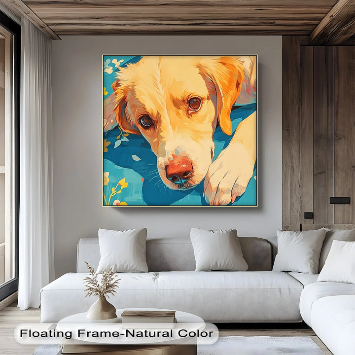 Sunlit Gaze – Playful Floral Dog Portrait Puppies Canvas Print - MyPhotoStation