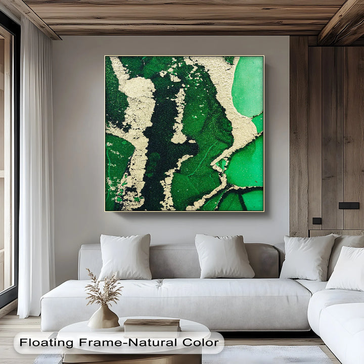 Verdant Gold Flow – Luxury Green Abstract Canvas Print - MyPhotoStation