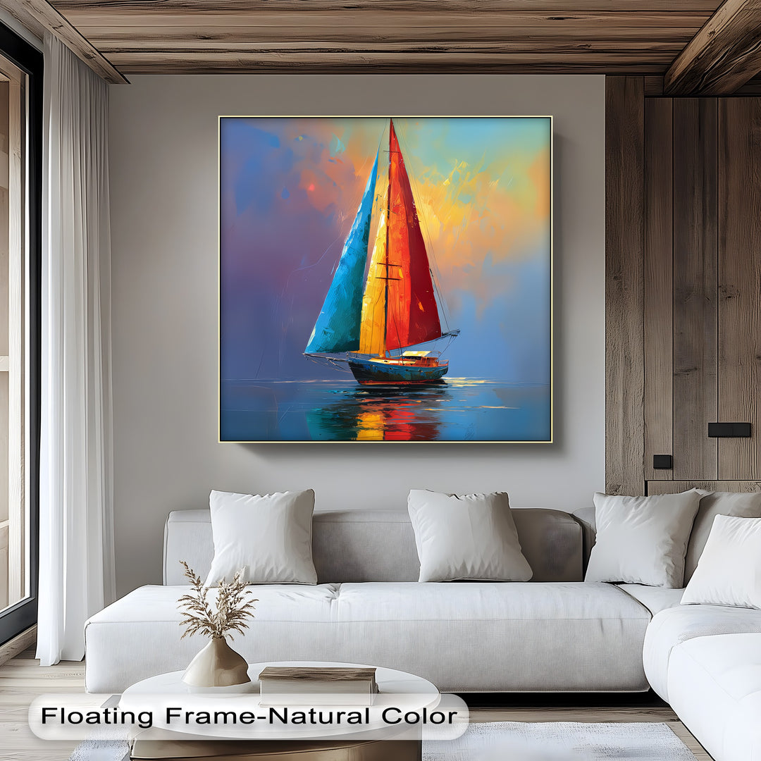Sails of Fire and Sea – Vibrant Sailboat Canvas Print