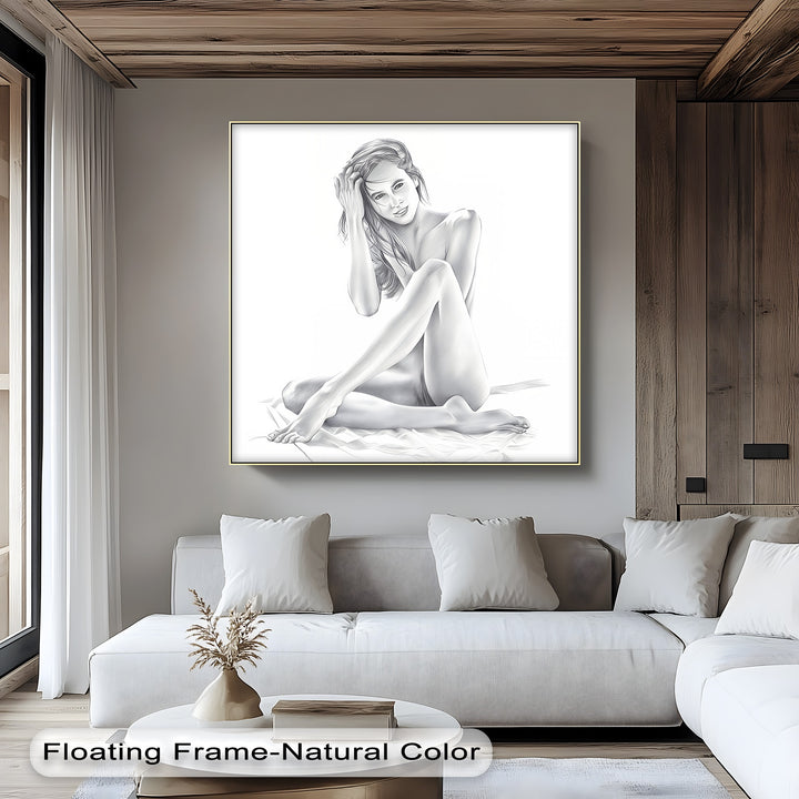 Black & White Naked Woman – Erotic Canvas Print