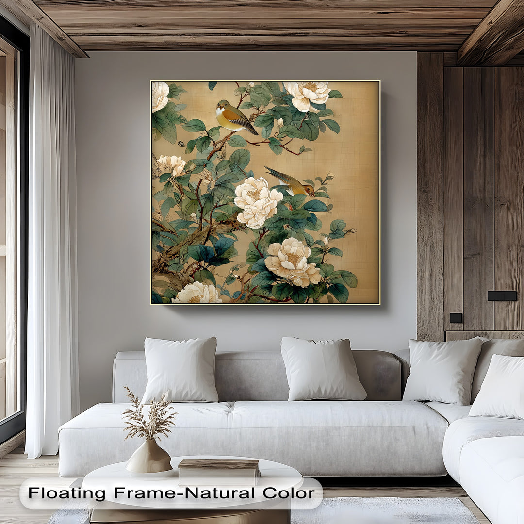 Birds Among White Peonies - Canvas Wall Art | Canvas Wall Decor