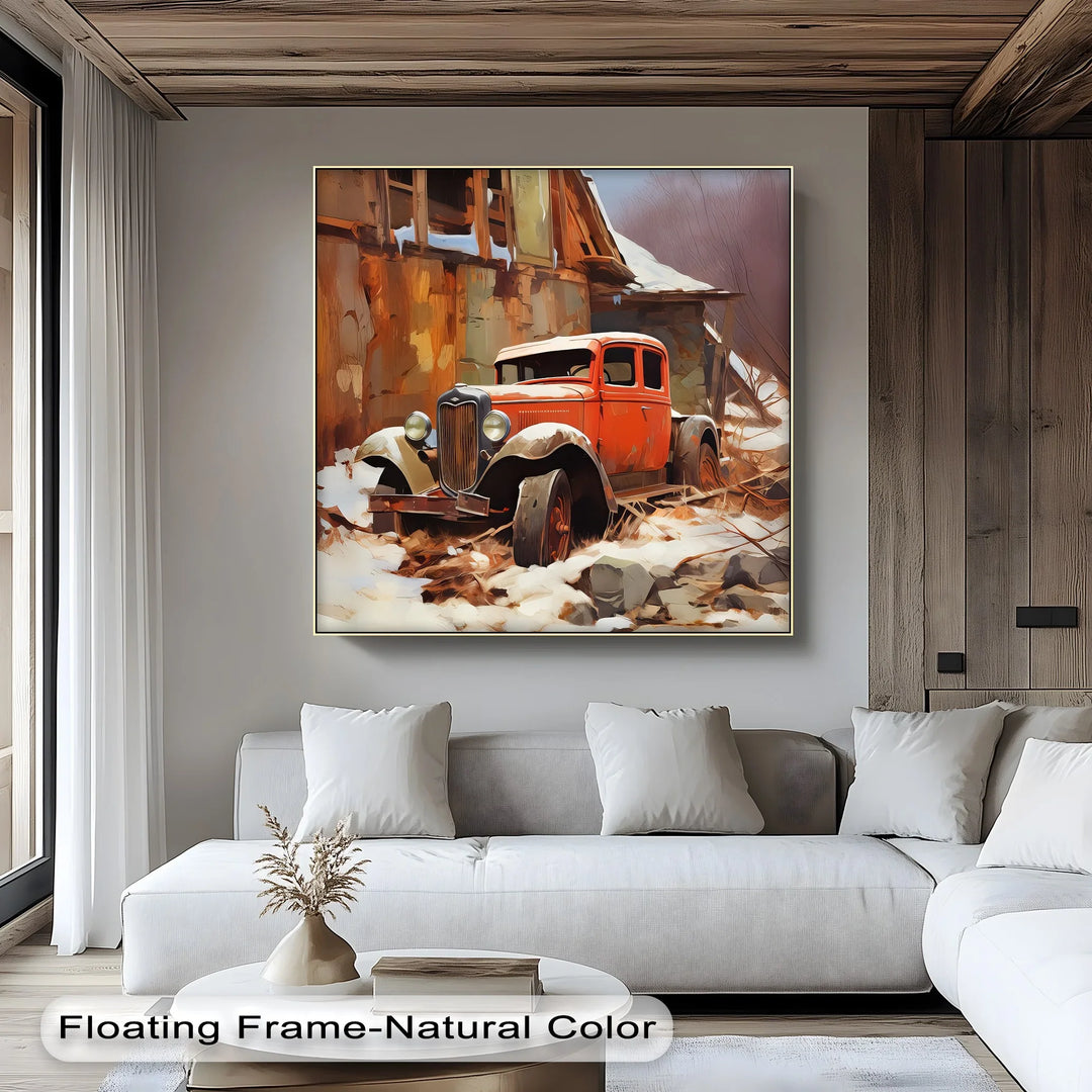 Forgotten Beauty in Snow – Vintage Truck Canvas Print - MyPhotoStation