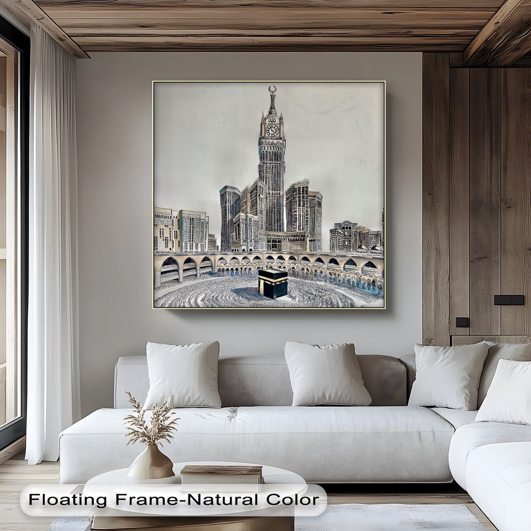 Kaaba with Abraj Al-Bait Clock Tower – Islamic Wall Art