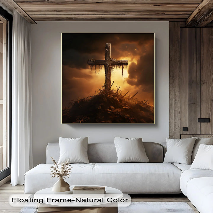 Calvary’s Shadow – Weathered Cross on the Hill Canvas Print - MyPhotoStation