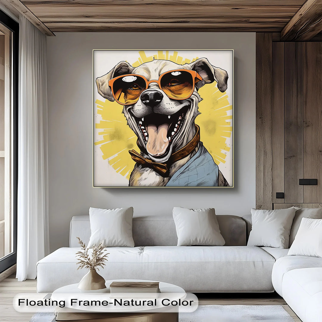 Sunshine Smile Pup – Retro Cool Dog Portrait Puppies Canvas Print - MyPhotoStation