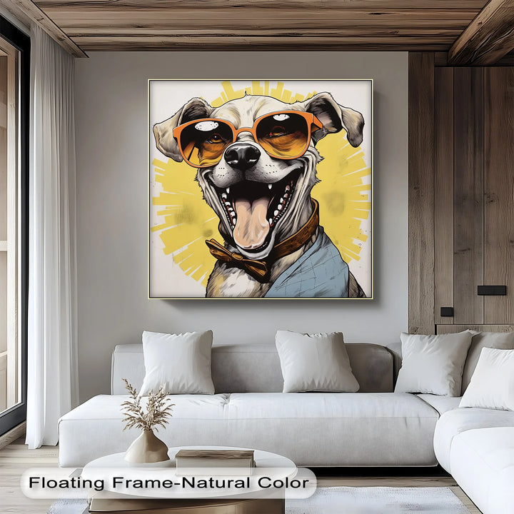 Sunshine Smile Pup – Retro Cool Dog Portrait Puppies Canvas Print - MyPhotoStation