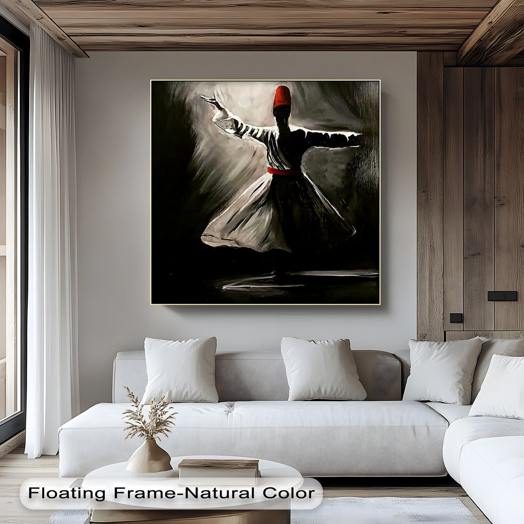 Mystic Whirl – Dark Sufi Dervish Islamic Canvas Wall Art | Colorful Art