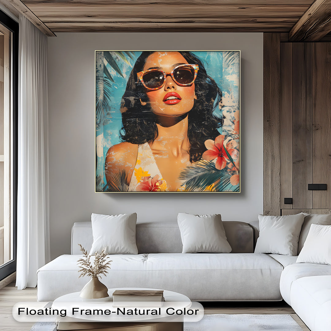 Summer Muse – Tropical Woman with Sunglasses Canvas Print