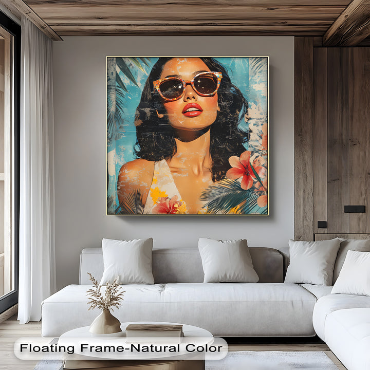 Summer Muse – Tropical Woman with Sunglasses Canvas Print