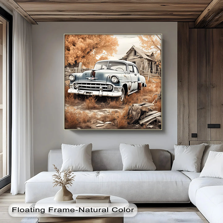 Weathered Elegance by the Farmhouse – Car Canvas Print - MyPhotoStation