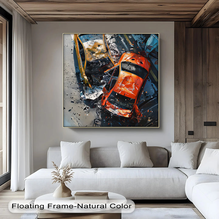 High-Speed Impact – Dynamic Car Crash Scene Canvas Print - MyPhotoStation