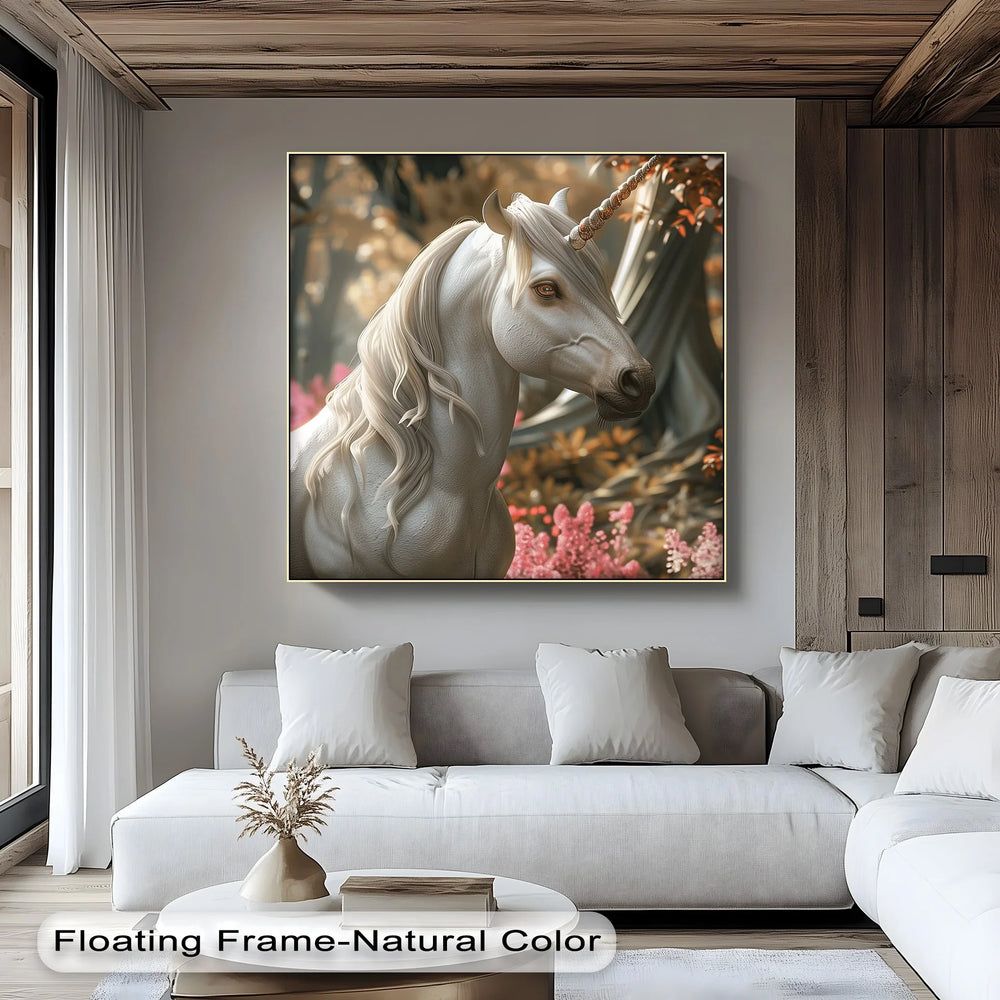 Elegant White Fantasy Horse in Woodland - Animal Canvas Print - MyPhotoStation