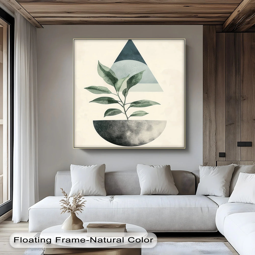 Modern Harmony – Geometric Plant Abstract Canvas Print - MyPhotoStation